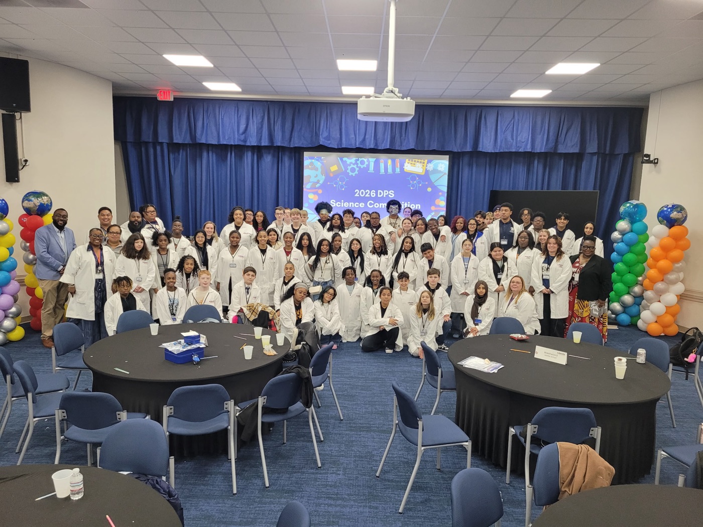DPS Science Competition students in white coats