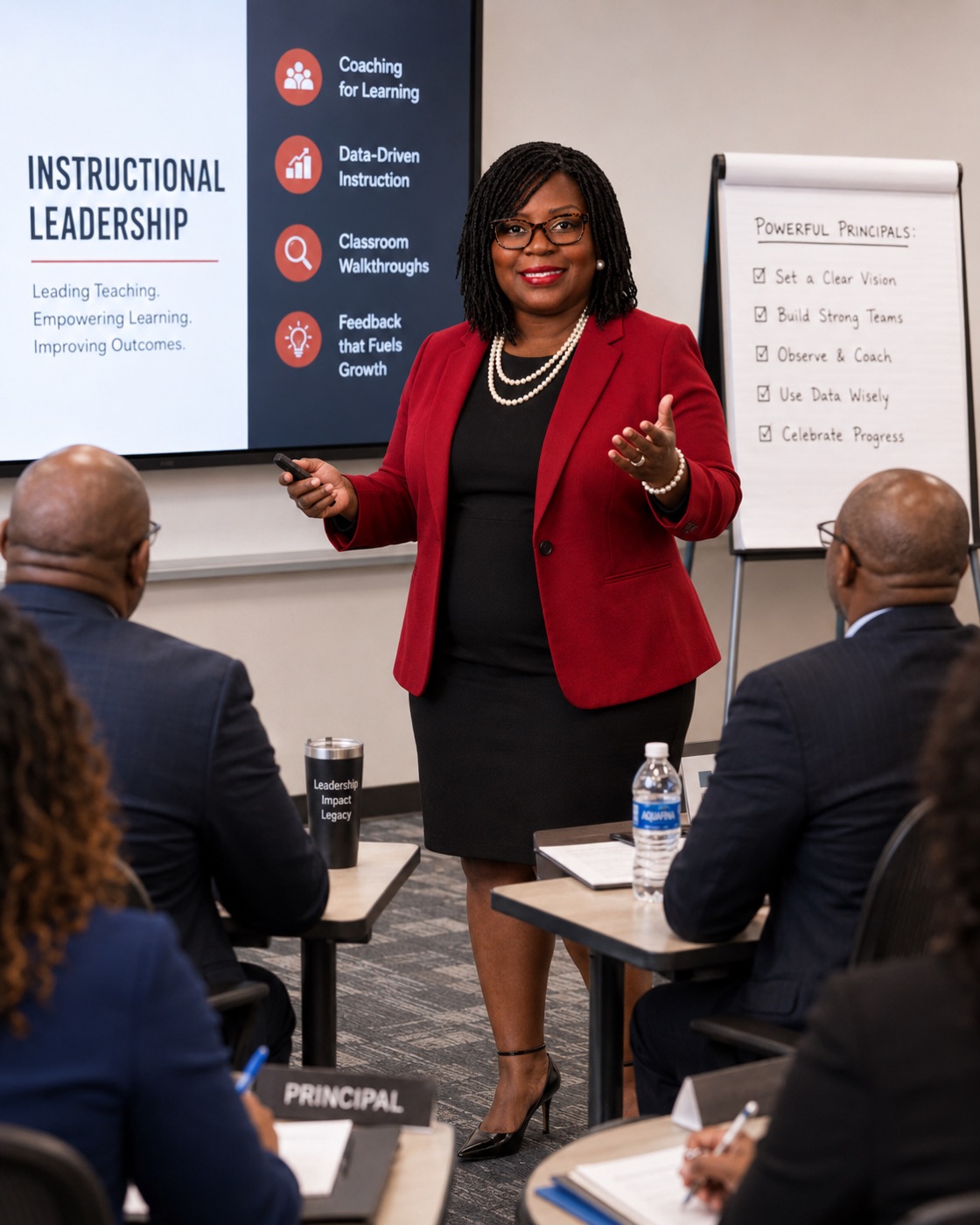 Dr. Takiwi leading an instructional leadership session with school principals